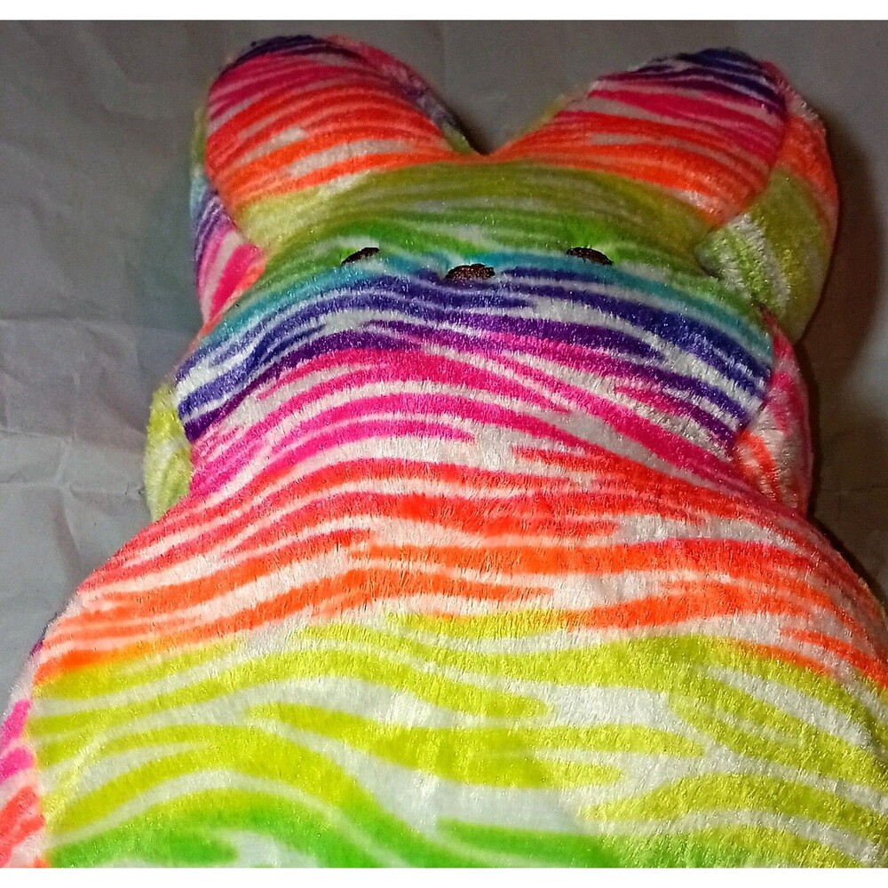 Peeps Plush Bunny Neon Rainbow Zebra Stripe Easter Stuffed Animal Toy 2016